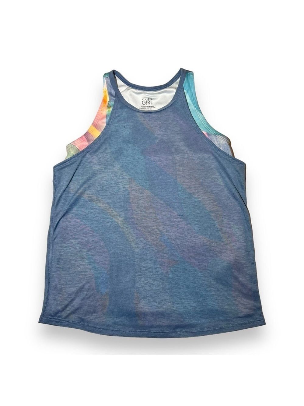 Athleta Girl Perfect Pair Tank Collage Abstract Blue Size Large